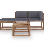 VidaXL 4-delige Loungeset pallet met kussens geïmpregneerd grenenhout