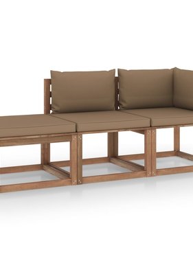 VidaXL 3-delige Loungeset pallet met kussens geïmpregneerd grenenhout
