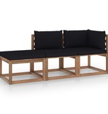 vidaXL 3-delige Loungeset pallet met kussens geïmpregneerd grenenhout