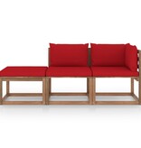 VidaXL 3-delige Loungeset pallet met kussens geïmpregneerd grenenhout