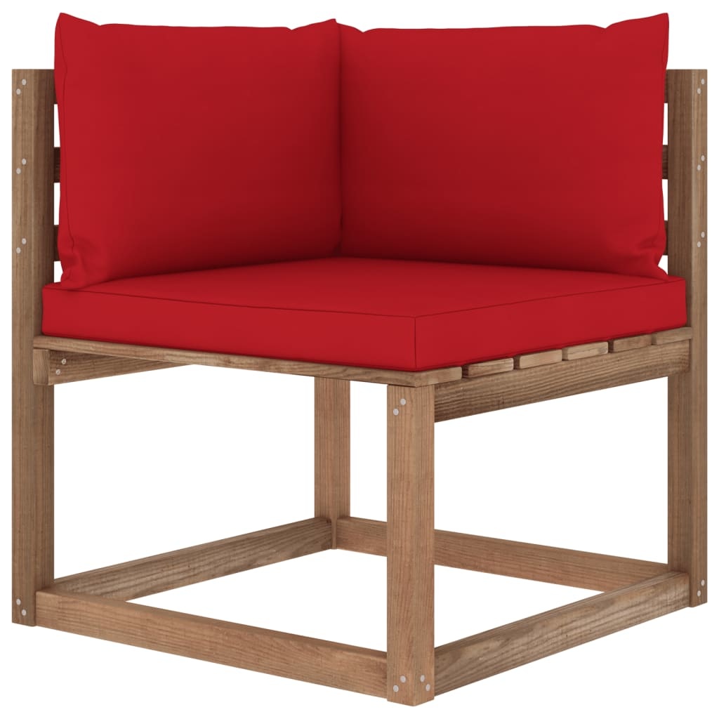 VidaXL 3-delige Loungeset pallet met kussens geïmpregneerd grenenhout