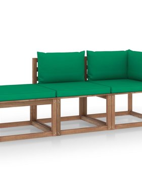 VidaXL 3-delige Loungeset pallet met kussens geïmpregneerd grenenhout