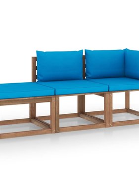 VidaXL 3-delige Loungeset pallet met kussens geïmpregneerd grenenhout