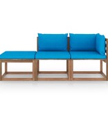 VidaXL 3-delige Loungeset pallet met kussens geïmpregneerd grenenhout