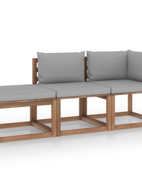 vidaXL 3-delige Loungeset pallet met kussens geïmpregneerd grenenhout