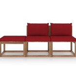 VidaXL 3-delige Loungeset pallet met kussens geïmpregneerd grenenhout