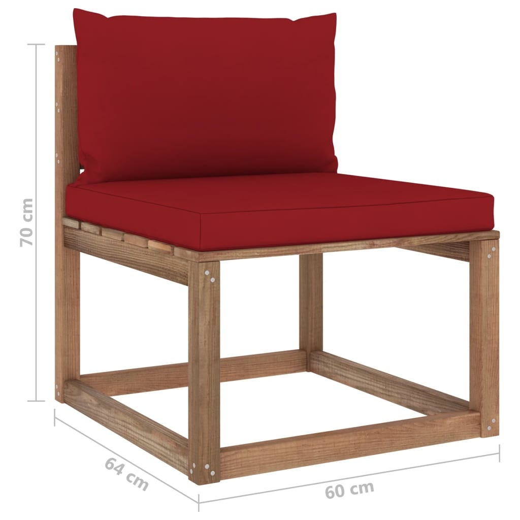 VidaXL 3-delige Loungeset pallet met kussens geïmpregneerd grenenhout