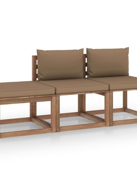 VidaXL 3-delige Loungeset pallet met kussens geïmpregneerd grenenhout