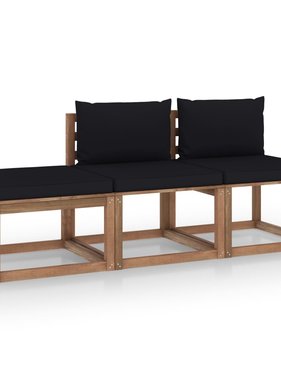 VidaXL 3-delige Loungeset pallet met kussens geïmpregneerd grenenhout
