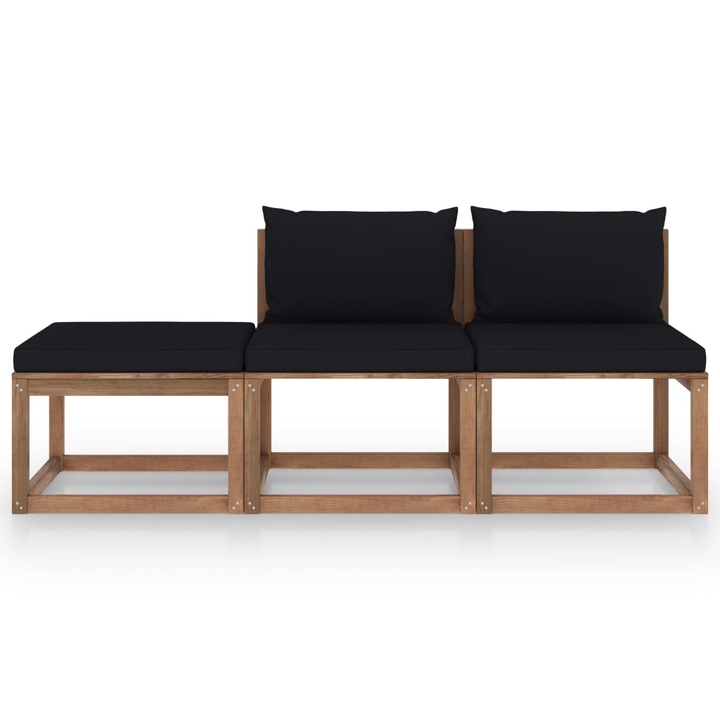 VidaXL 3-delige Loungeset pallet met kussens geïmpregneerd grenenhout
