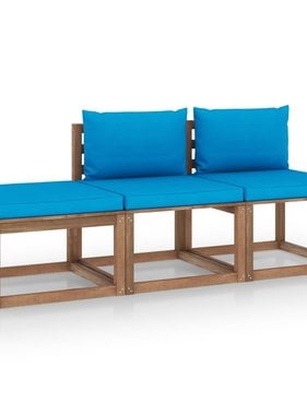 VidaXL 3-delige Loungeset pallet met kussens geïmpregneerd grenenhout