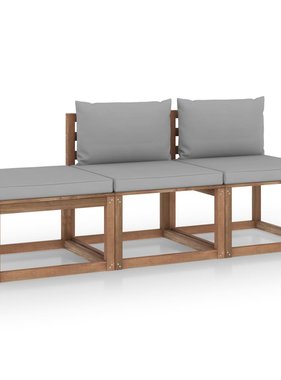 VidaXL 3-delige Loungeset pallet met kussens geïmpregneerd grenenhout