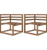 VidaXL Tuinbank 3-zits pallet met wijnrode kussens grenenhout