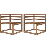 VidaXL Tuinbank 3-zits pallet met zwarte kussens grenenhout