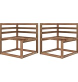 VidaXL Tuinbank 3-zits pallet met grijze kussens grenenhout
