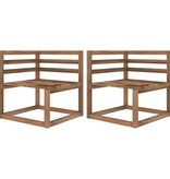 VidaXL Tuinbank 2-zits pallet met wijnrode kussens grenenhout