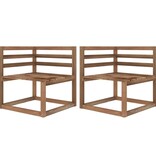 VidaXL Tuinbank 2-zits pallet met groene kussens grenenhout