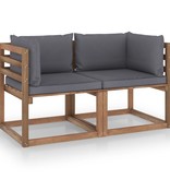VidaXL Tuinbank 2-zits pallet met antracietkleurige kussens grenenhout