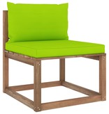 VidaXL Tuinmiddenbank met heldergroene kussens pallet