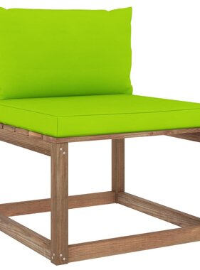 VidaXL Tuinmiddenbank met heldergroene kussens pallet