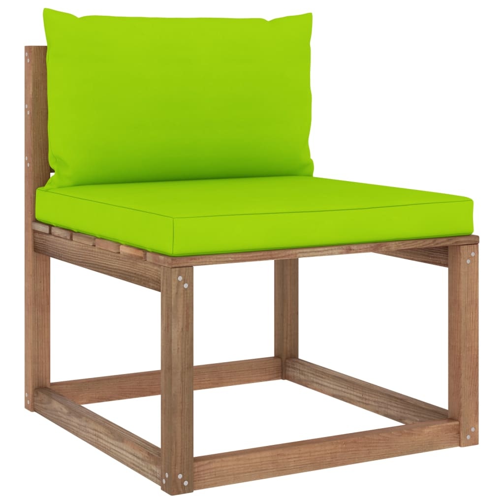 VidaXL Tuinmiddenbank met heldergroene kussens pallet