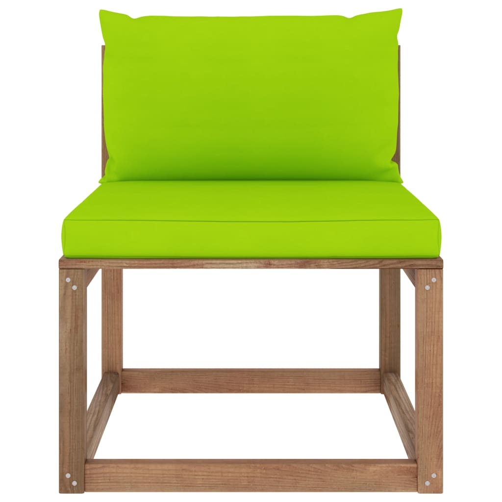 VidaXL Tuinmiddenbank met heldergroene kussens pallet