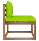 VidaXL Tuinmiddenbank met heldergroene kussens pallet
