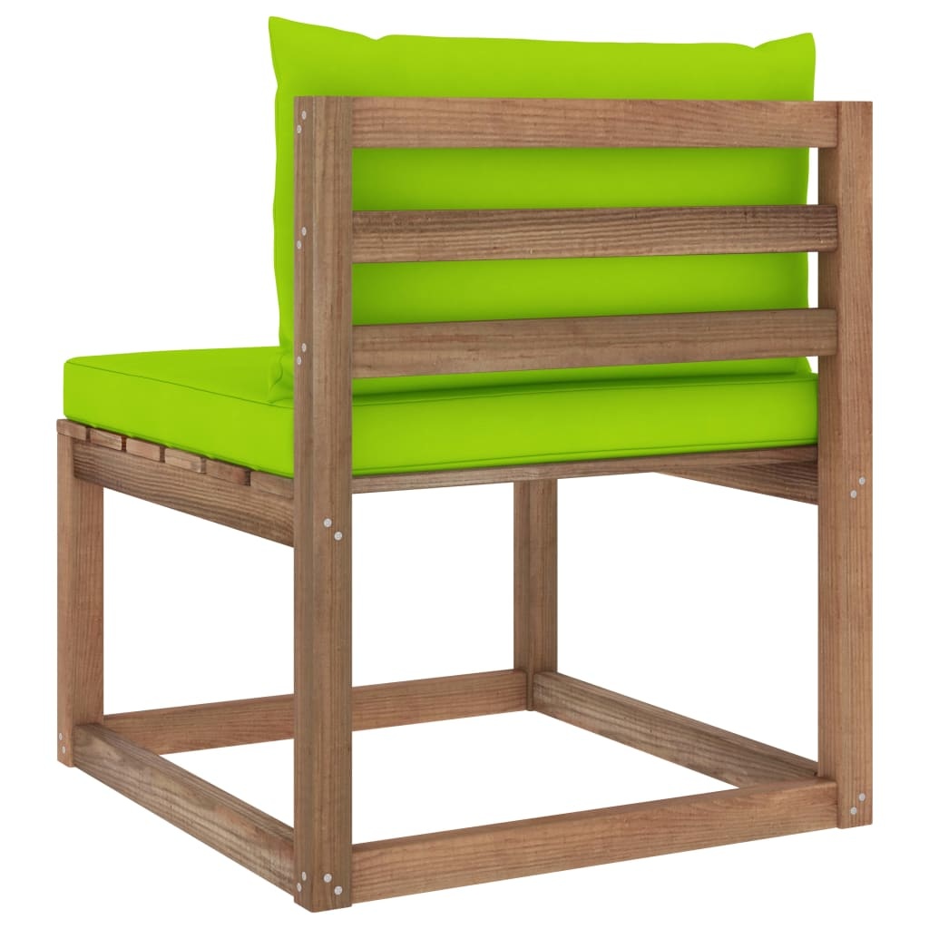 VidaXL Tuinmiddenbank met heldergroene kussens pallet