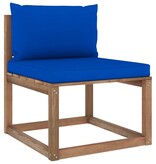 VidaXL Tuinmiddenbank met blauwe kussens pallet