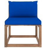 VidaXL Tuinmiddenbank met blauwe kussens pallet