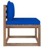 VidaXL Tuinmiddenbank met blauwe kussens pallet