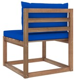 VidaXL Tuinmiddenbank met blauwe kussens pallet