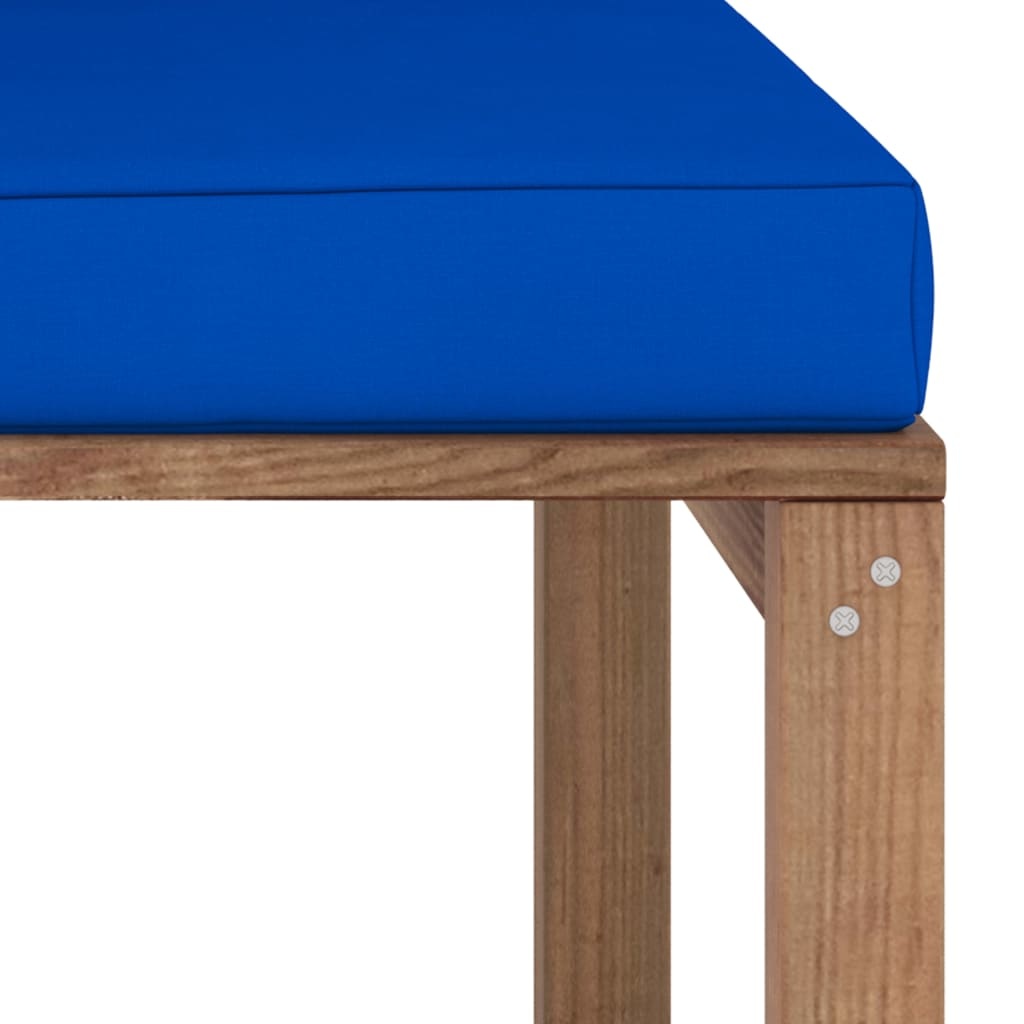 VidaXL Tuinmiddenbank met blauwe kussens pallet