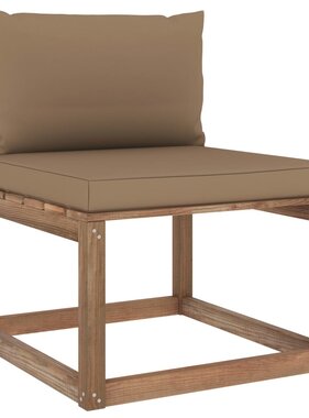 VidaXL Tuinmiddenbank met taupe kussens pallet