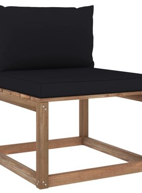 VidaXL Tuinmiddenbank met zwarte kussens pallet