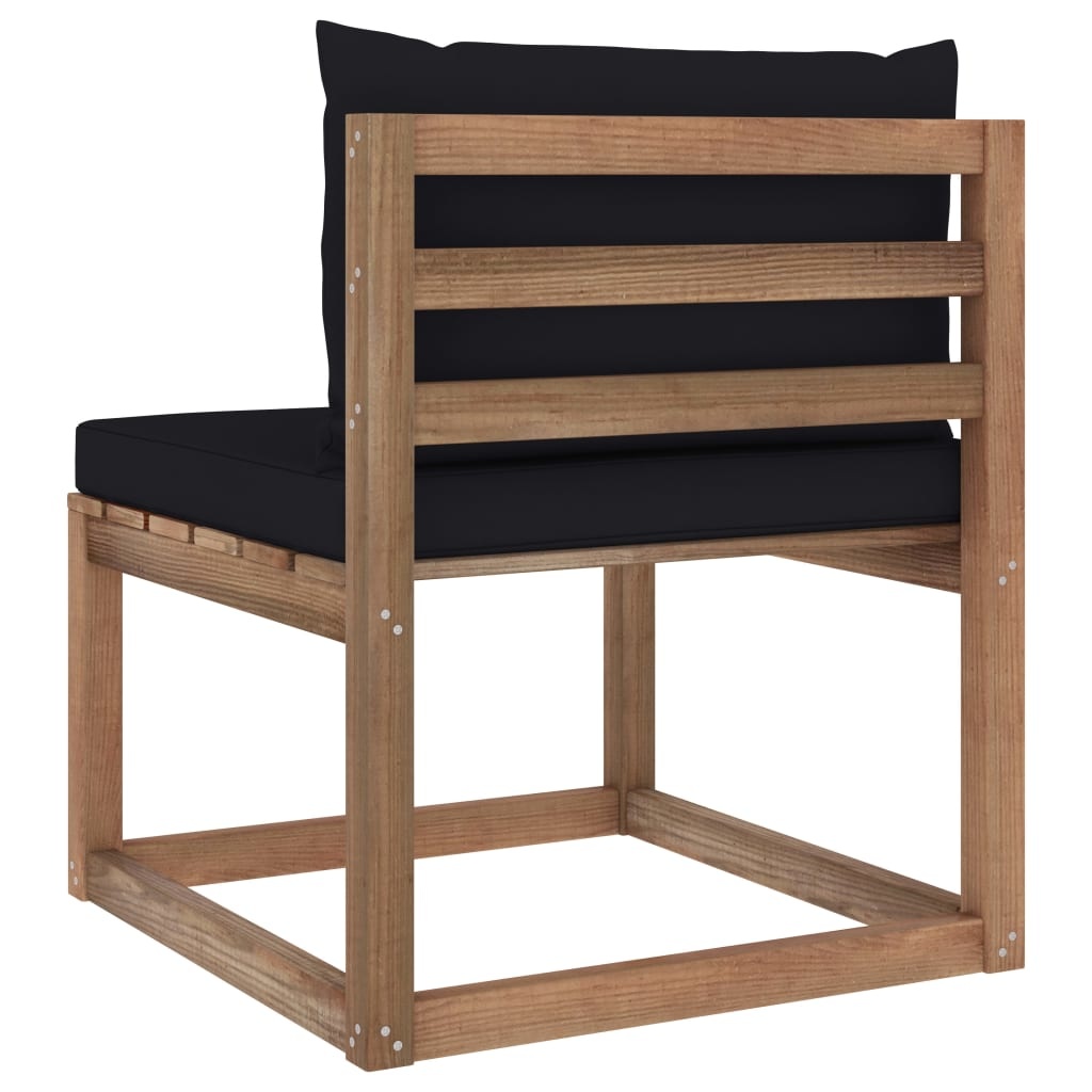 VidaXL Tuinmiddenbank met zwarte kussens pallet