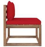 VidaXL Tuinmiddenbank met rode kussens pallet