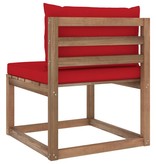 VidaXL Tuinmiddenbank met rode kussens pallet