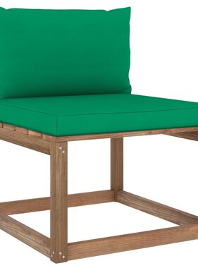 VidaXL Tuinmiddenbank met groene kussens pallet