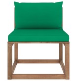 VidaXL Tuinmiddenbank met groene kussens pallet
