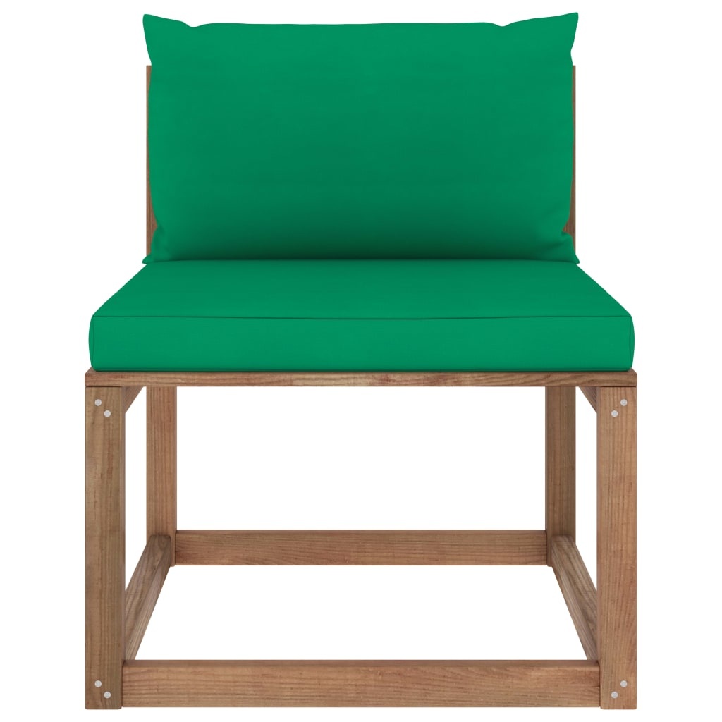VidaXL Tuinmiddenbank met groene kussens pallet