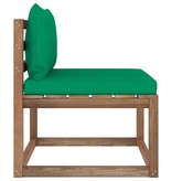 VidaXL Tuinmiddenbank met groene kussens pallet