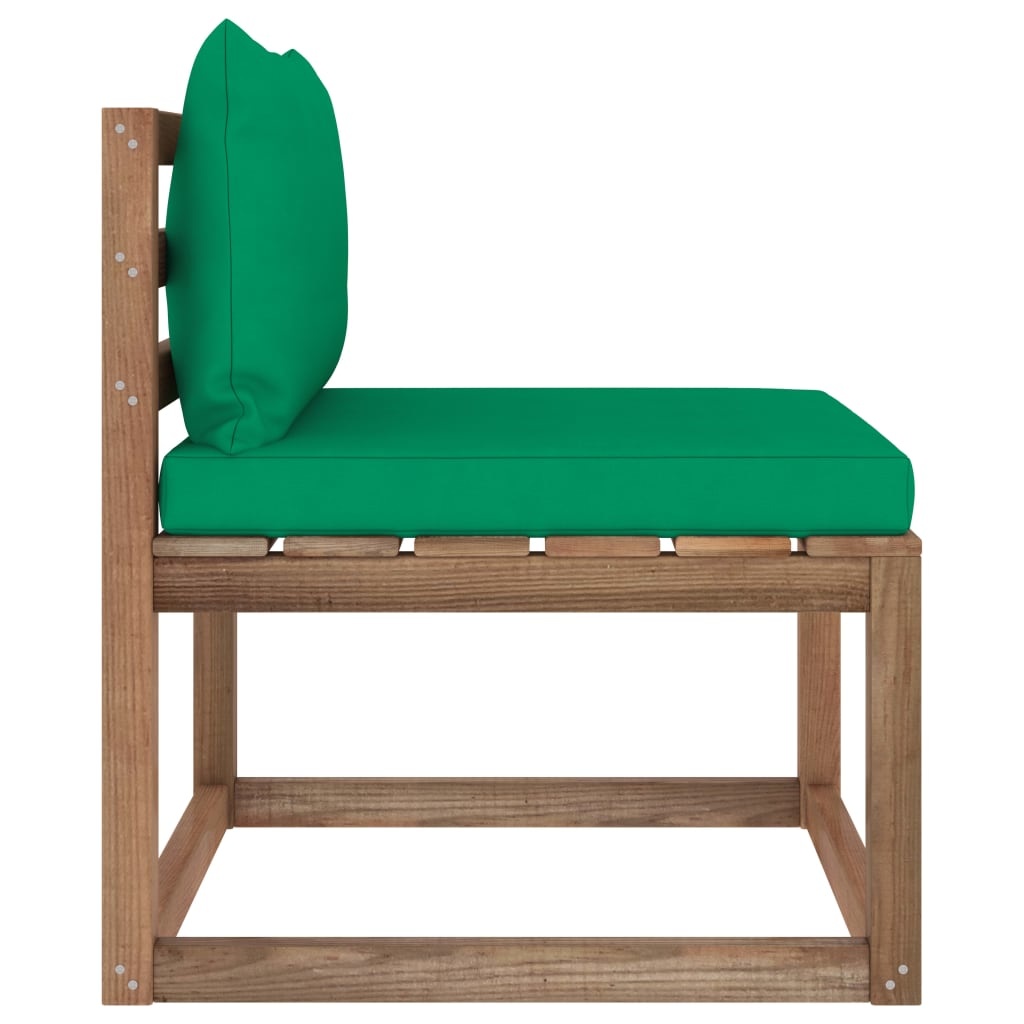 VidaXL Tuinmiddenbank met groene kussens pallet