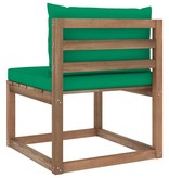 VidaXL Tuinmiddenbank met groene kussens pallet