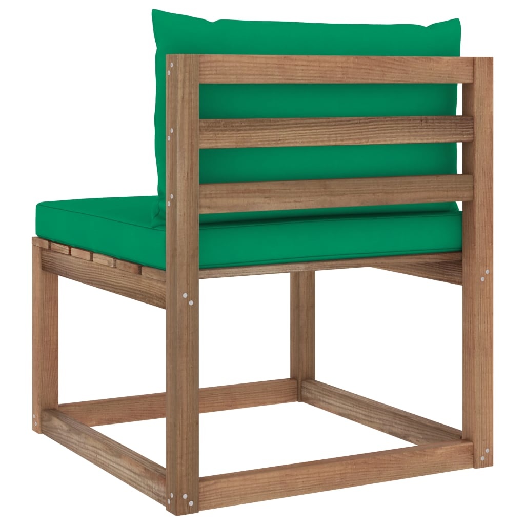 VidaXL Tuinmiddenbank met groene kussens pallet