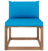 VidaXL Tuinmiddenbank met lichtblauwe kussens pallet