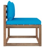 VidaXL Tuinmiddenbank met lichtblauwe kussens pallet