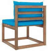 VidaXL Tuinmiddenbank met lichtblauwe kussens pallet