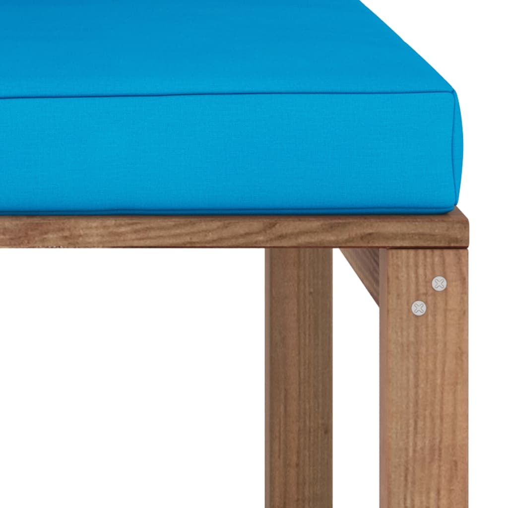 VidaXL Tuinmiddenbank met lichtblauwe kussens pallet