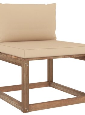 VidaXL Tuinmiddenbank met beige kussens pallet